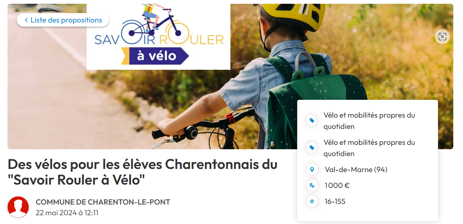 L’achat de 9 vélos pour le Savoir Rouler à Vélo mis en place auprès des élèves charentonnais 